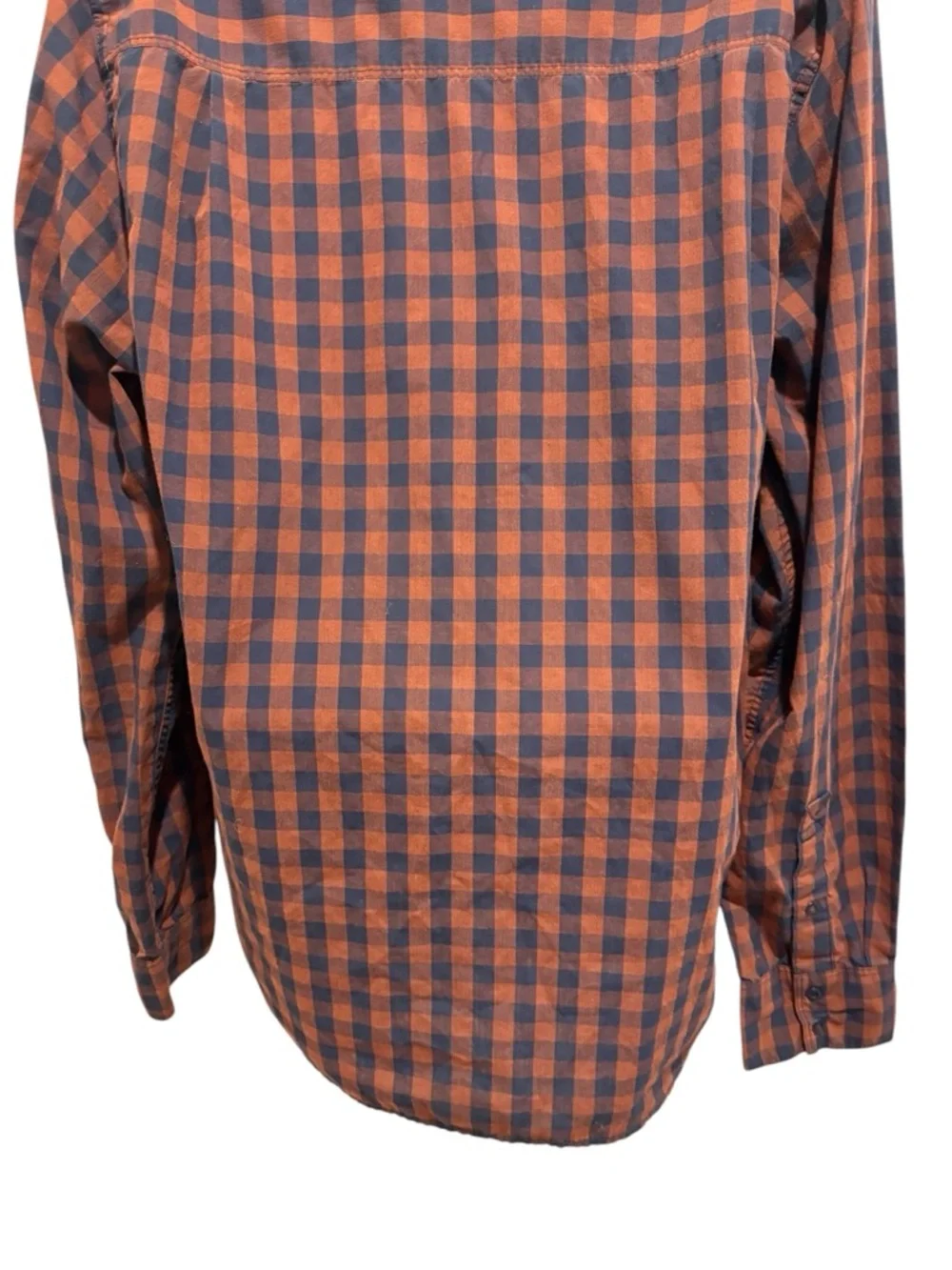 THE NORTH FACE Men’s Checkered Burnt Orange Blue Button Up Top Size Medium